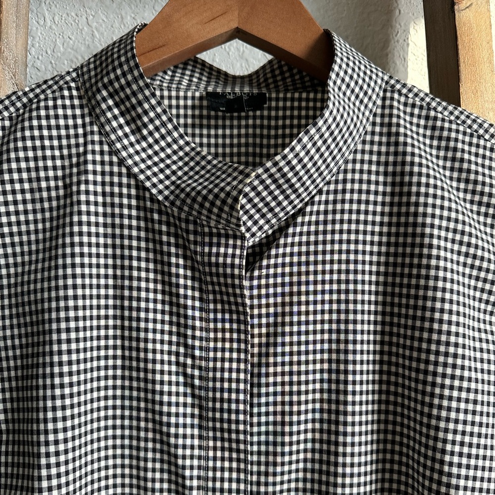 Talbots Black White Gingham Button Down Sleeveles… - image 2